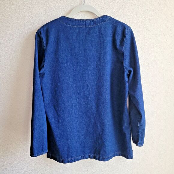 Vintage Denim Shirt Womens 8 Blue Button Front Pockets Promises READ - Picture 2 of 16